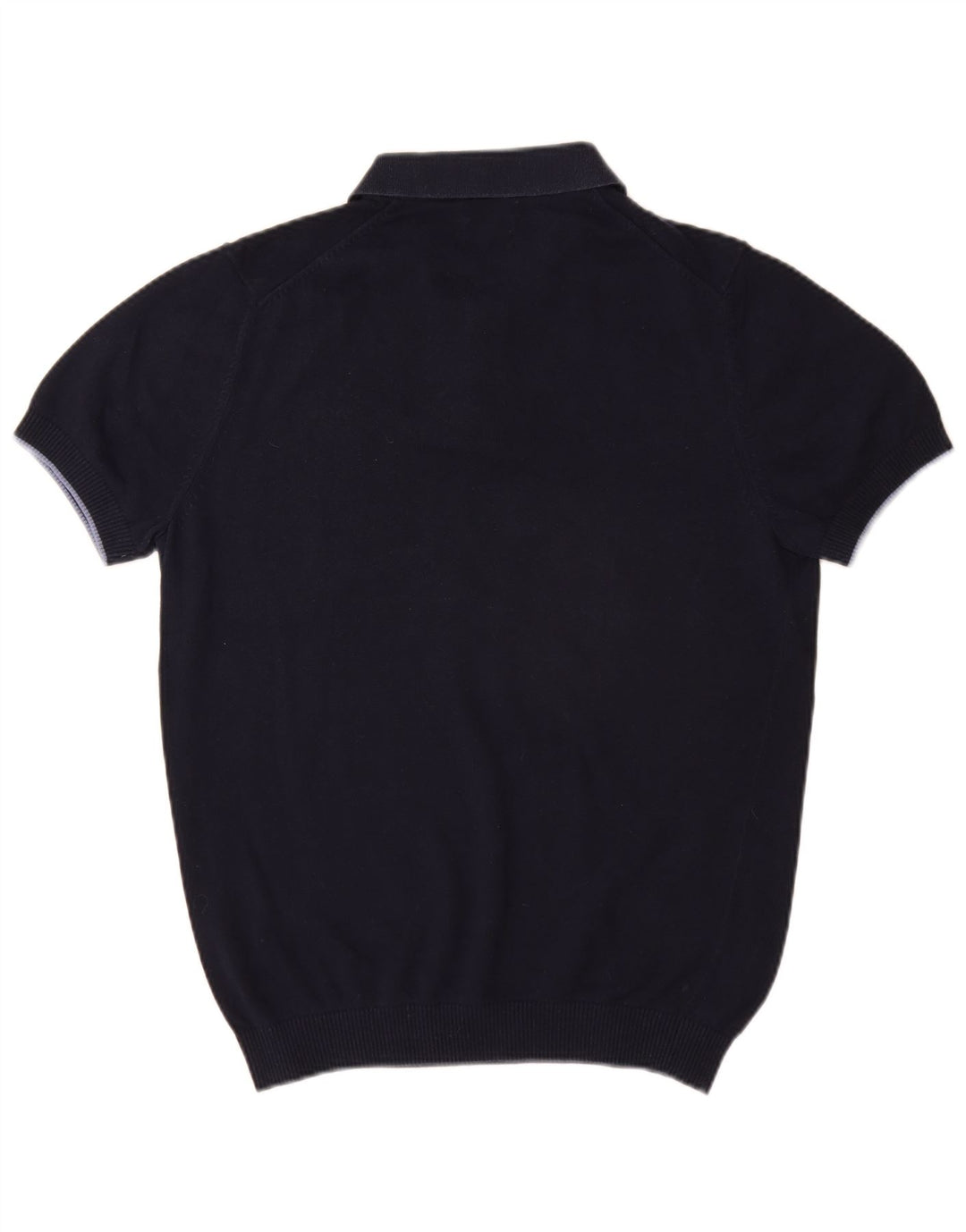 Massimo Dutti Maglione da uomo a maniche corte con collo a polo grande blu navy