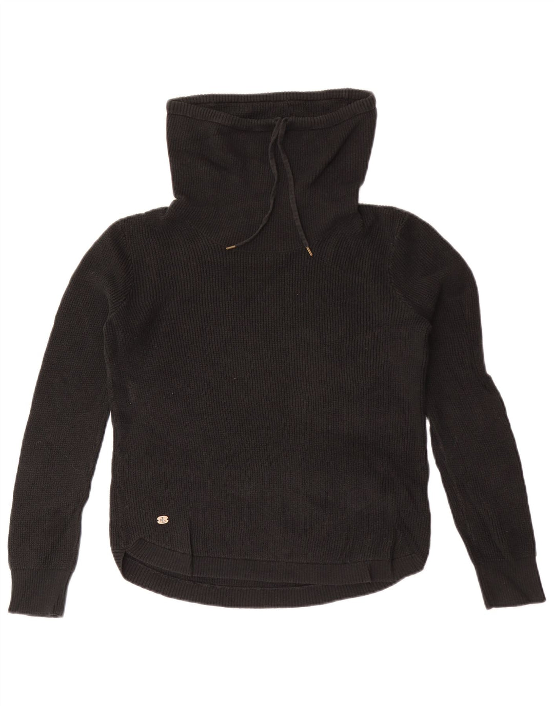 Maglione maglione collo alto da donna Ralph Lauren UK 14 cotone nero medio