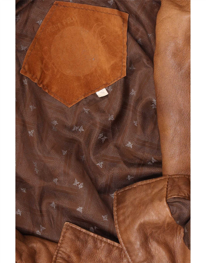 Giacca in pelle oversize da donna vintage UK 10 piccola Marrone