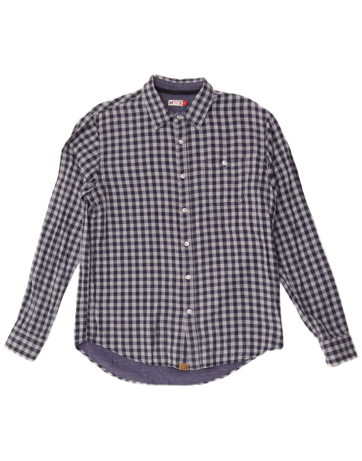 Camicia da uomo MISTRAL in cotone a quadretti blu medio