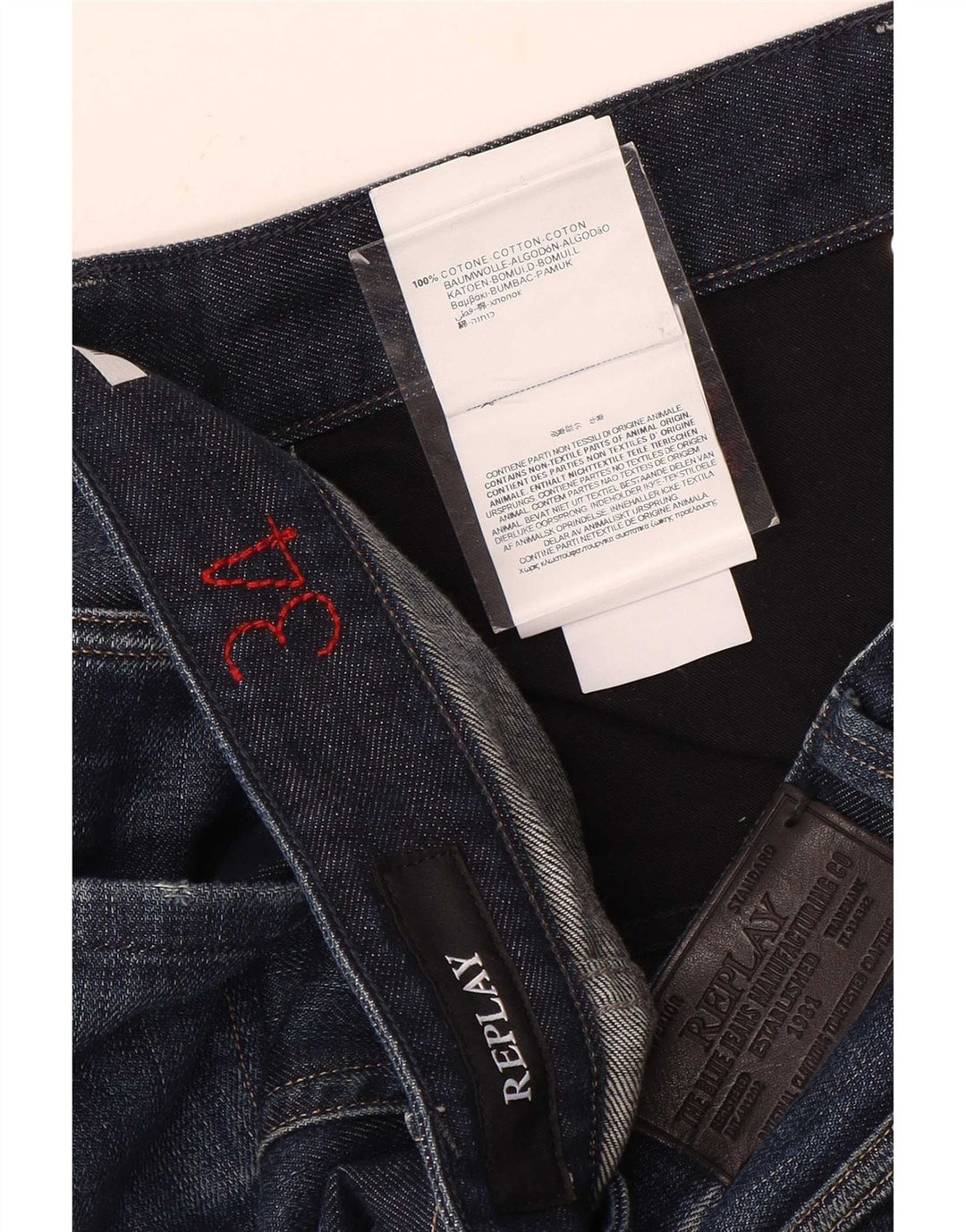 Jeans dritti invecchiati da uomo Replay W34 L31 cotone blu