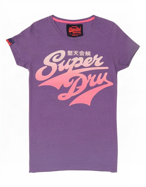 T-shirt grafica da donna Superdry Top UK 6 XS viola poliestere