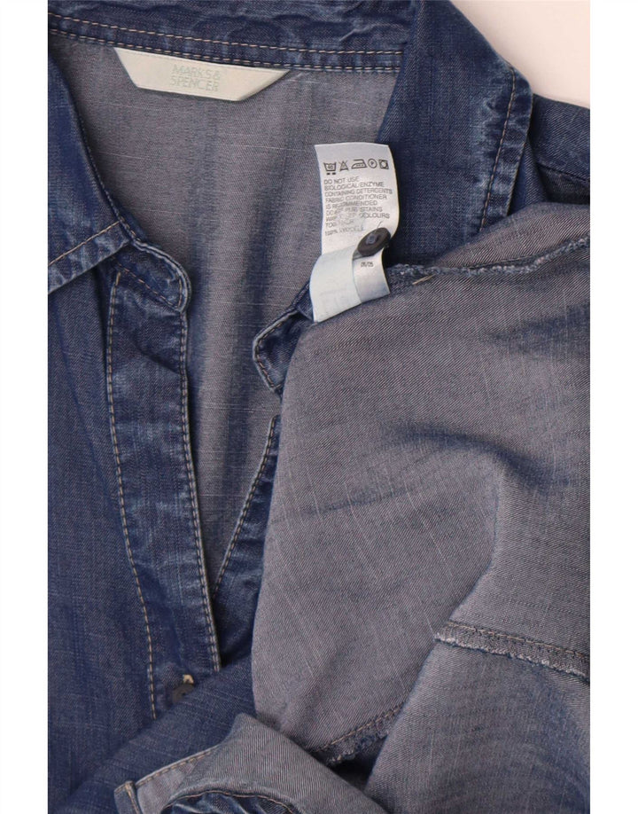 Camicia in denim con maniche a 3/4 da donna Marks & Spencer UK 12 Lyocell blu medio