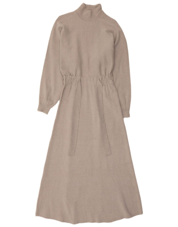 Abito maxi a maniche lunghe da donna Zara UK 12 Viscosa grigio medio