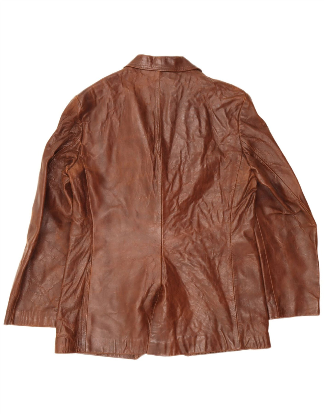 Giacca blazer in pelle vintage da uomo a 2 bottoni IT 44 XS in pelle marrone