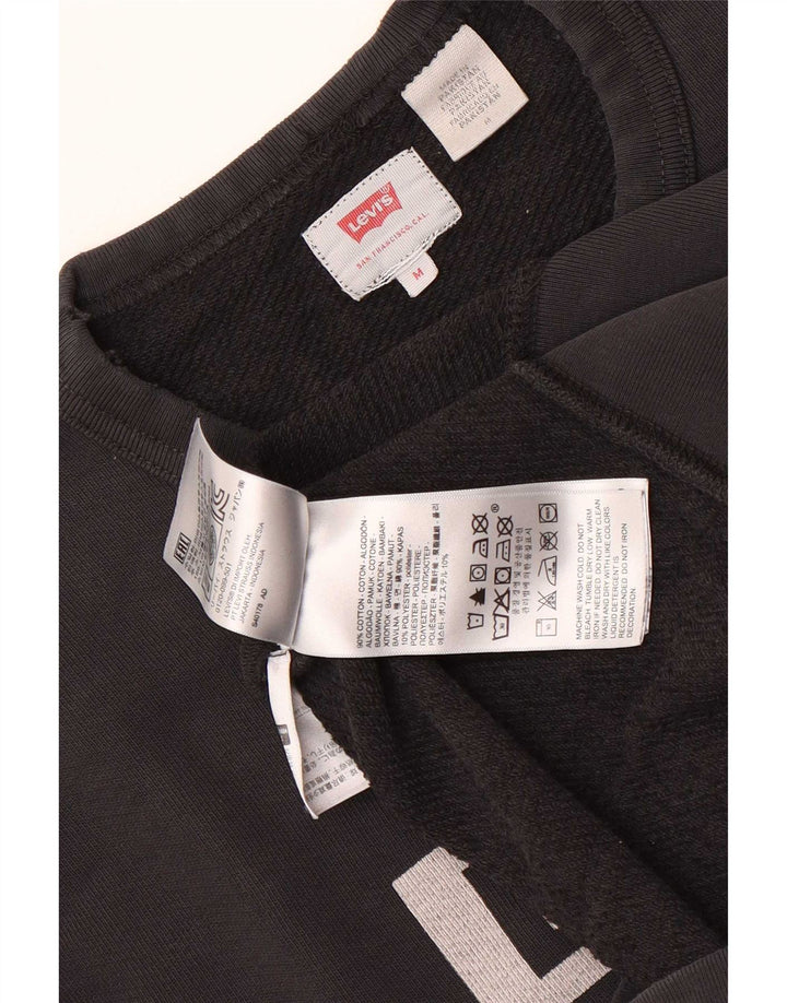 Levi's Felpa con grafica da donna Maglione UK 14 Cotone nero medio