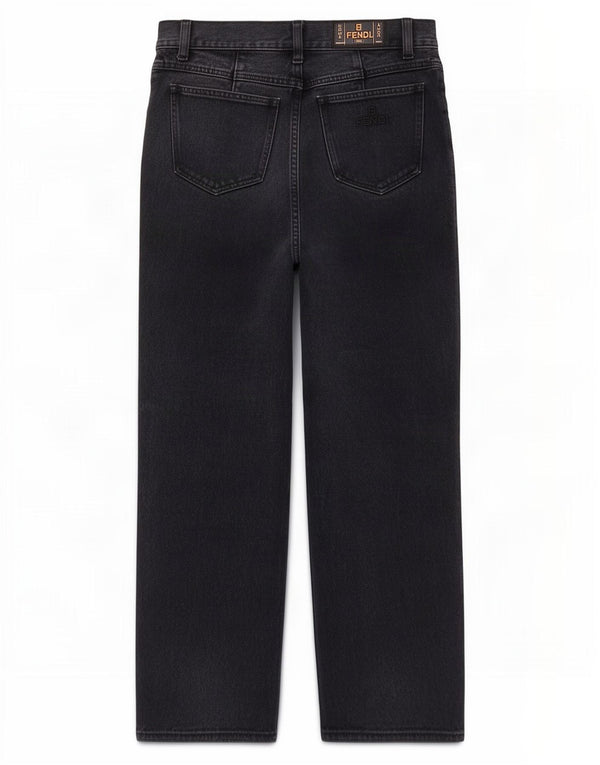 Jeans affusolati a vita alta da donna Fendi W27 L25 cotone nero
