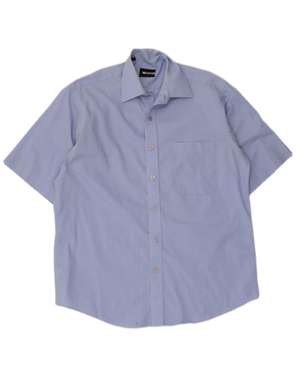Camicia a maniche corte da uomo Pierre Cardin taglia 39 15 1/2 cotone blu medio