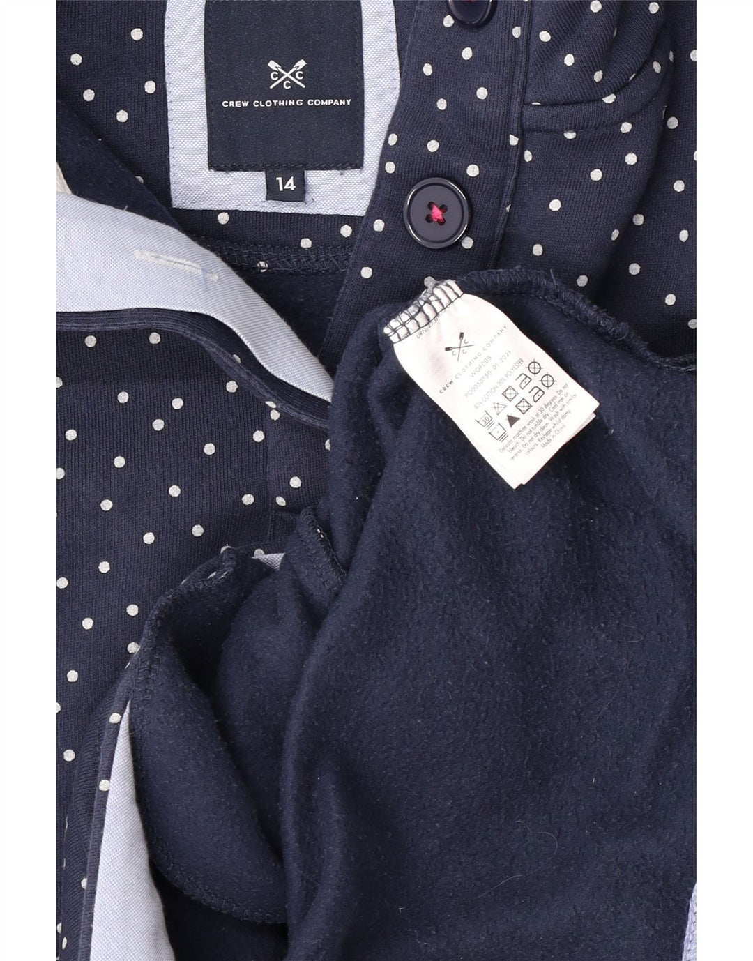 Crew Clothing Felpa da donna Maglione UK 14 Large Blu Navy maculato