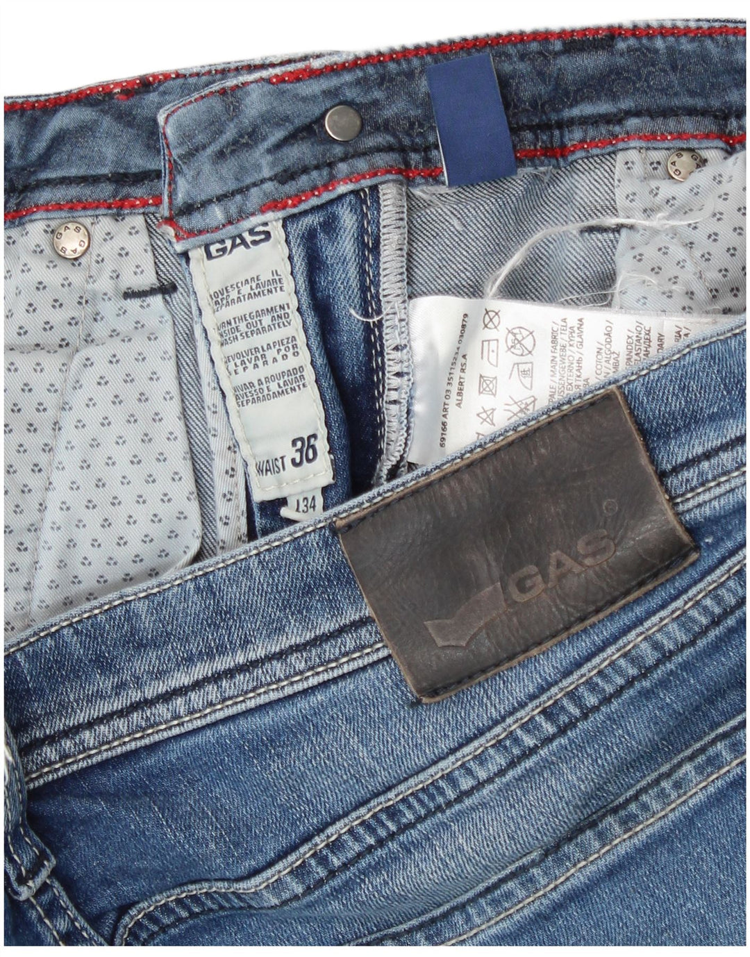 Jeans slim da uomo Gas W36 L34 cotone blu