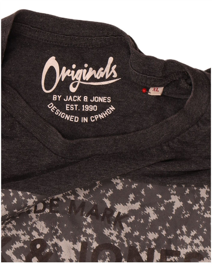 T-shirt grafica da uomo Jack & Jones Top XL in cotone grigio