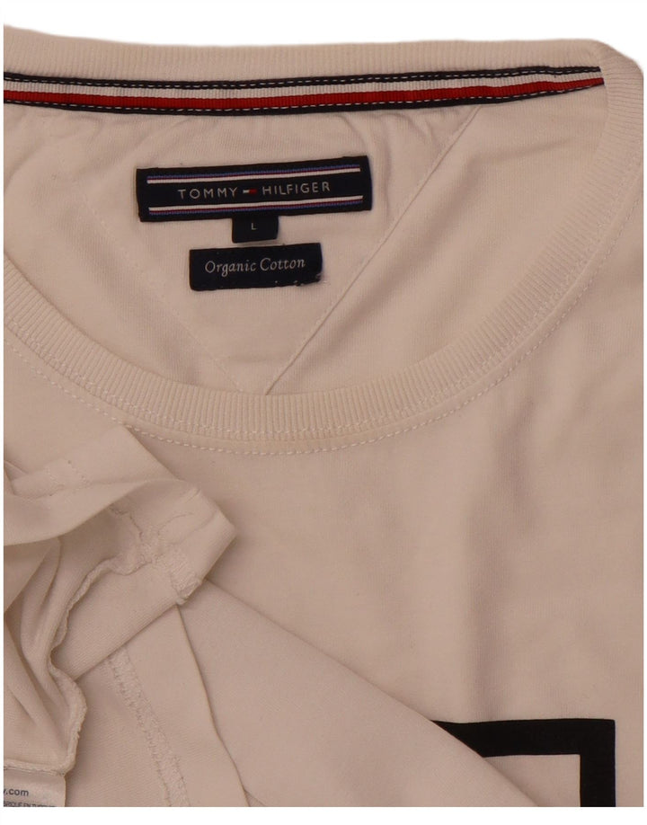 TOMMY HILFIGER T-shirt grafica da uomo Top grande in cotone bianco