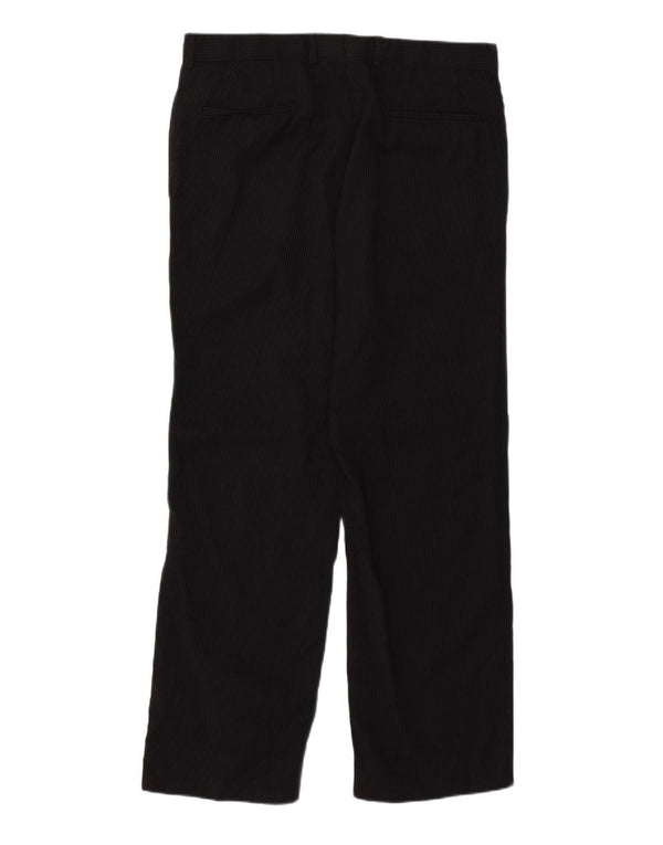 Pantaloni da abito da uomo Hugo Boss EU 52 XL W36 L30 Cotone gessato nero