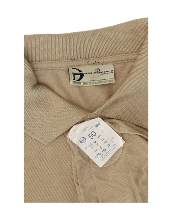 SERGIO TACCHINI Mens Polo Shirt IT 50 Medium Beige Cotton Vintage Sergio Tacchini and Second-Hand Sergio Tacchini from Messina Hembry 