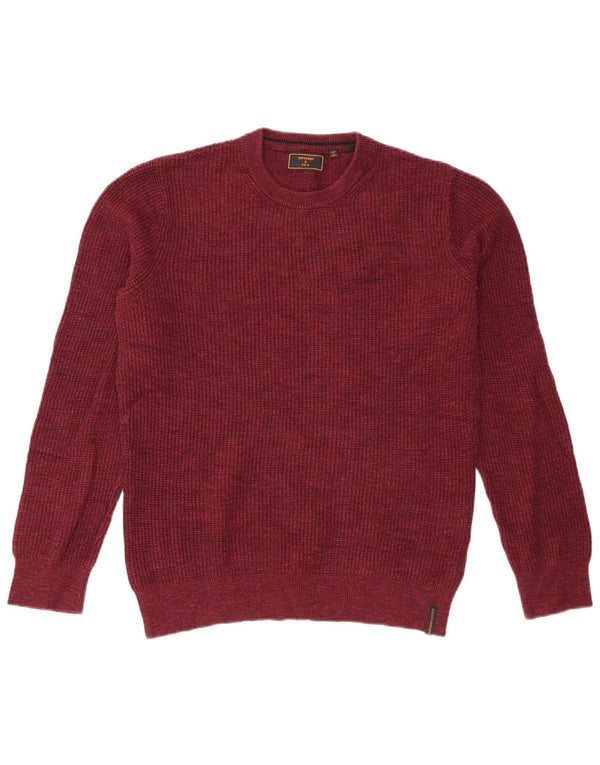 Superdry Mens Crew Neck Jumper Sweater Small Burgundy Cotton