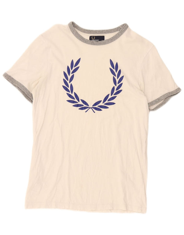 T-shirt grafica da uomo Fred Perry Top piccola in cotone bianco