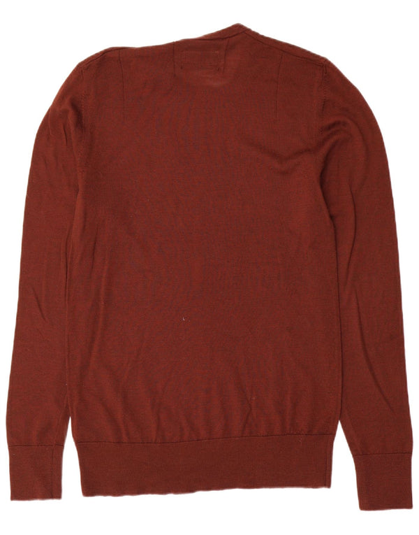 Maglione girocollo da uomo All Saints, maglione piccolo in lana merino marrone