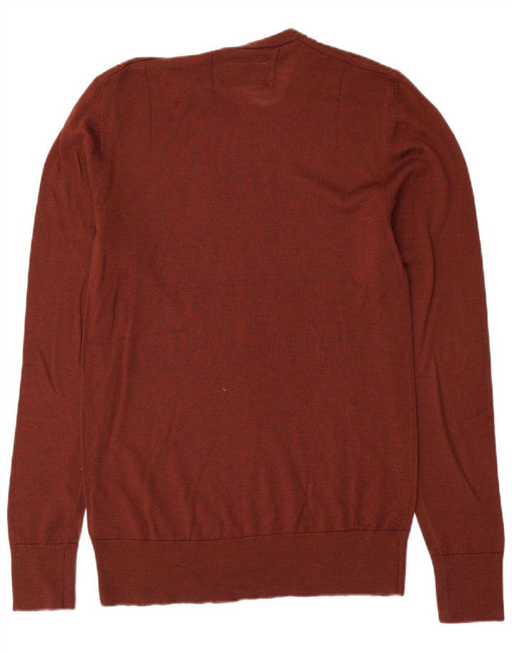 Maglione girocollo da uomo All Saints, maglione piccolo in lana merino marrone