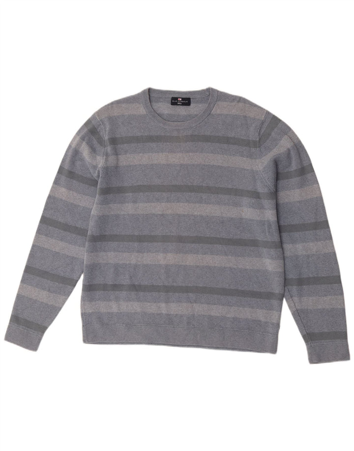 Marks & Spencer Maglione girocollo da uomo in cotone a righe grandi blu