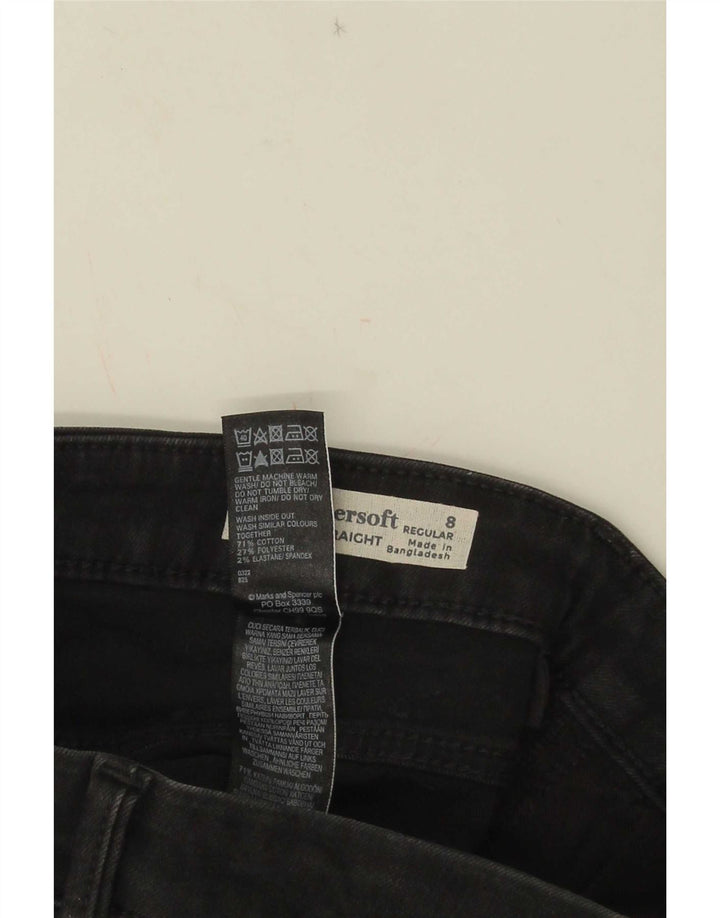 Jeans dritti Marks & Spencer da donna Sienna UK 8 piccoli W25 L30 neri