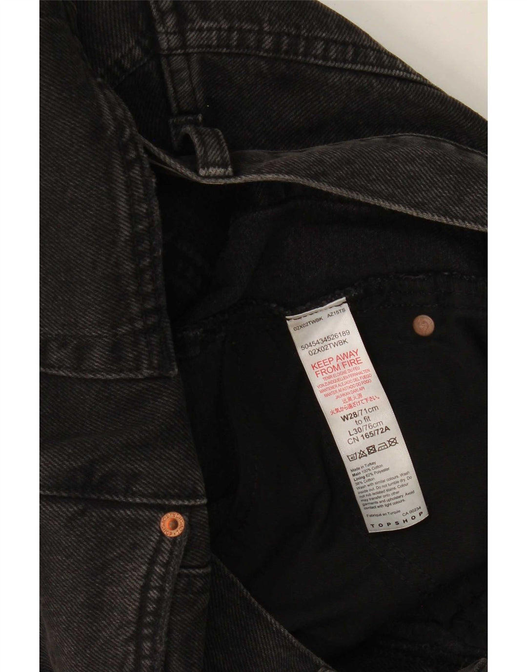 Jeans dritti da donna Topshop W28 L30 cotone nero
