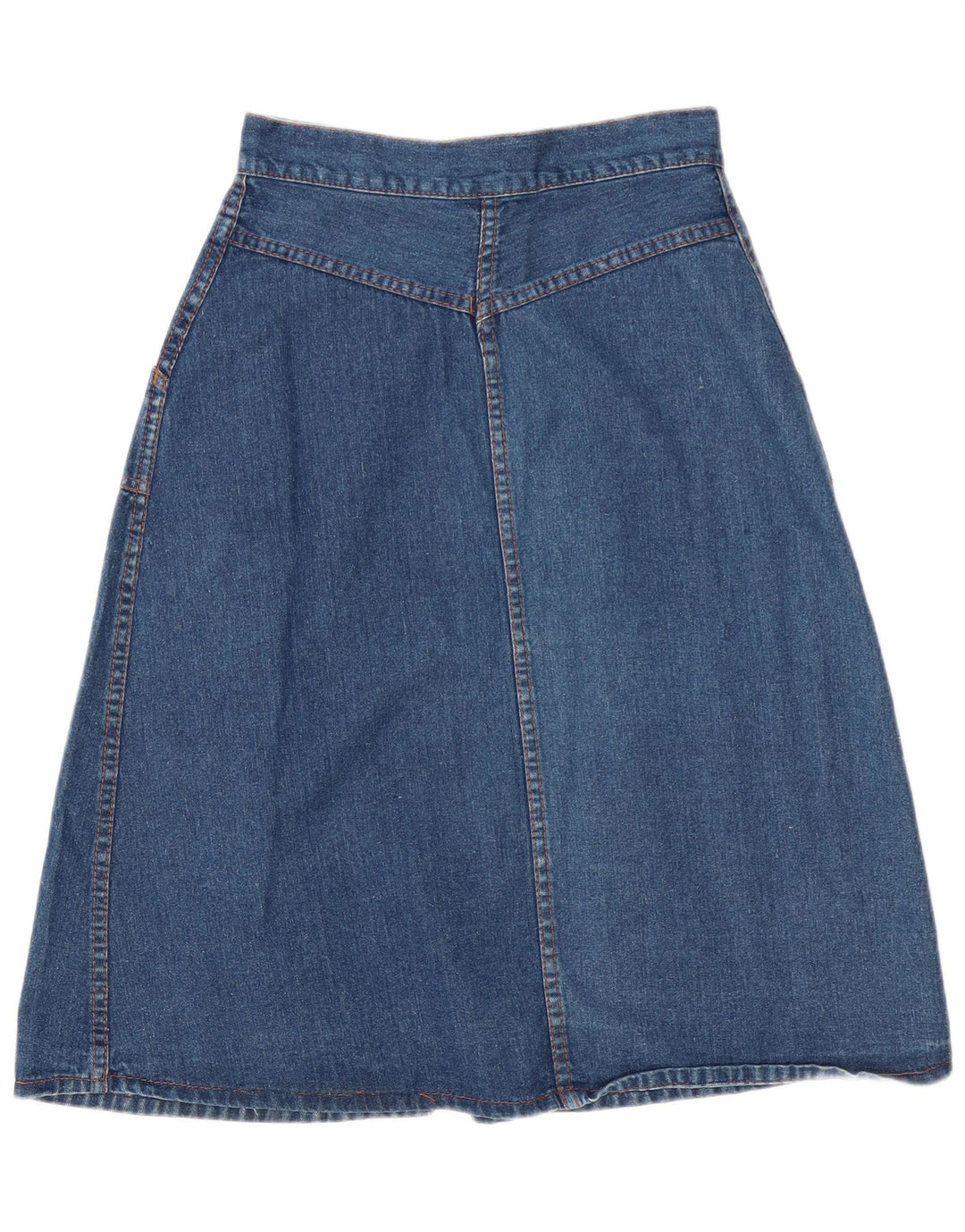 Gonna maxi a trapezio in denim vintage da donna W28 blu medio