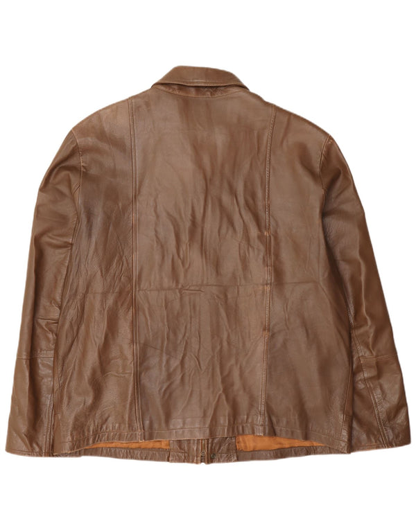 Michel Giacca in pelle da uomo IT 56 3XL Marrone