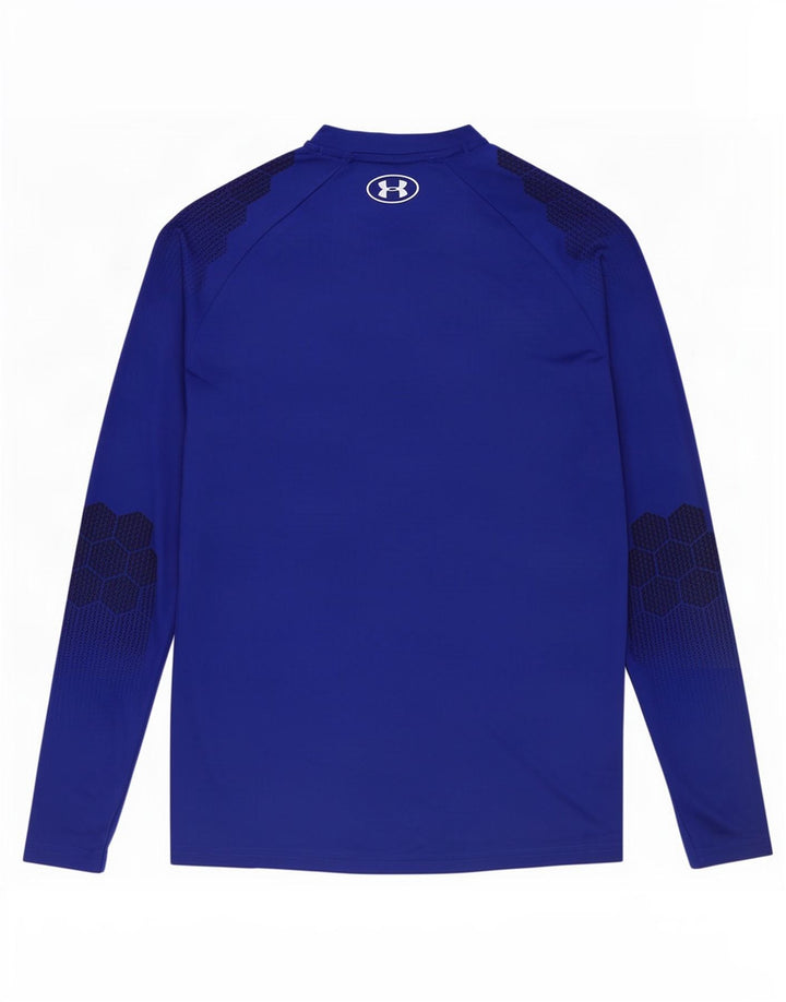 Maglia da uomo Under Armour a maniche lunghe in poliestere maculato blu medio
