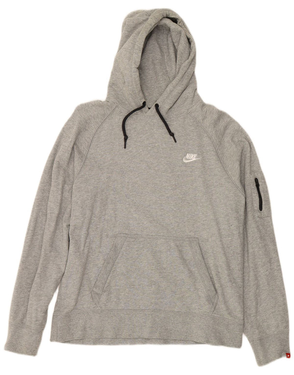 Felpa con cappuccio da uomo NIKE grande in cotone grigio