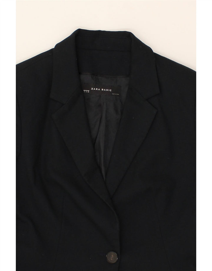 ZARA Womens 1 Button Blazer Jacket UK 10 Small Navy Blue Vintage Zara and Second-Hand Zara from Messina Hembry 