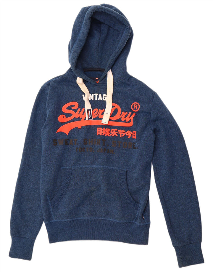 Felpa con cappuccio grafica da uomo SUPERDRY XS blu poliestere