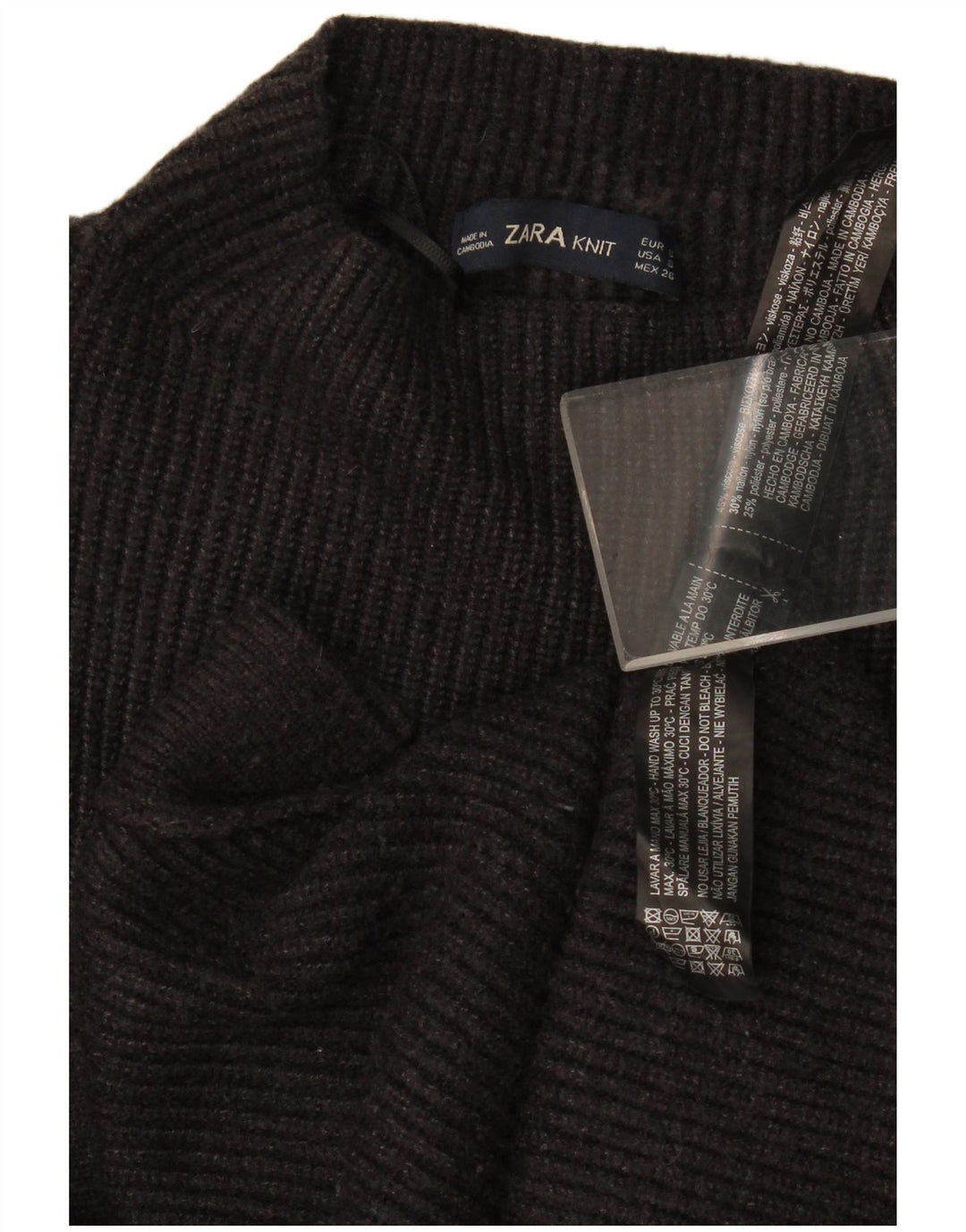 Maglione oversize con collo dolcevita da donna Zara UK 10 piccolo in viscosa grigia