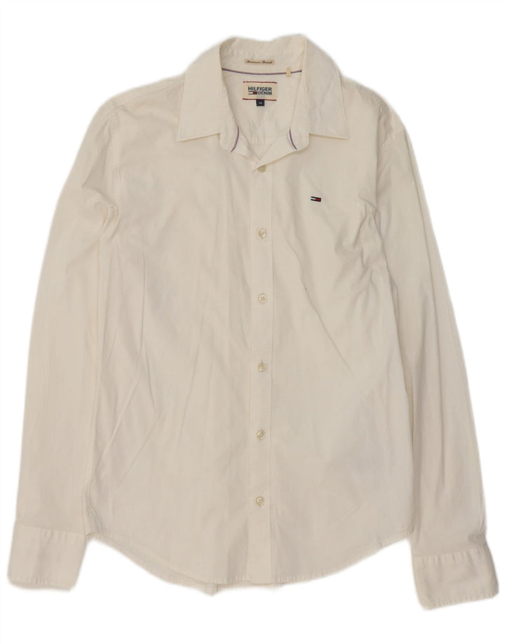 Camicia da uomo Tommy Hilfiger in cotone bianco sporco medio