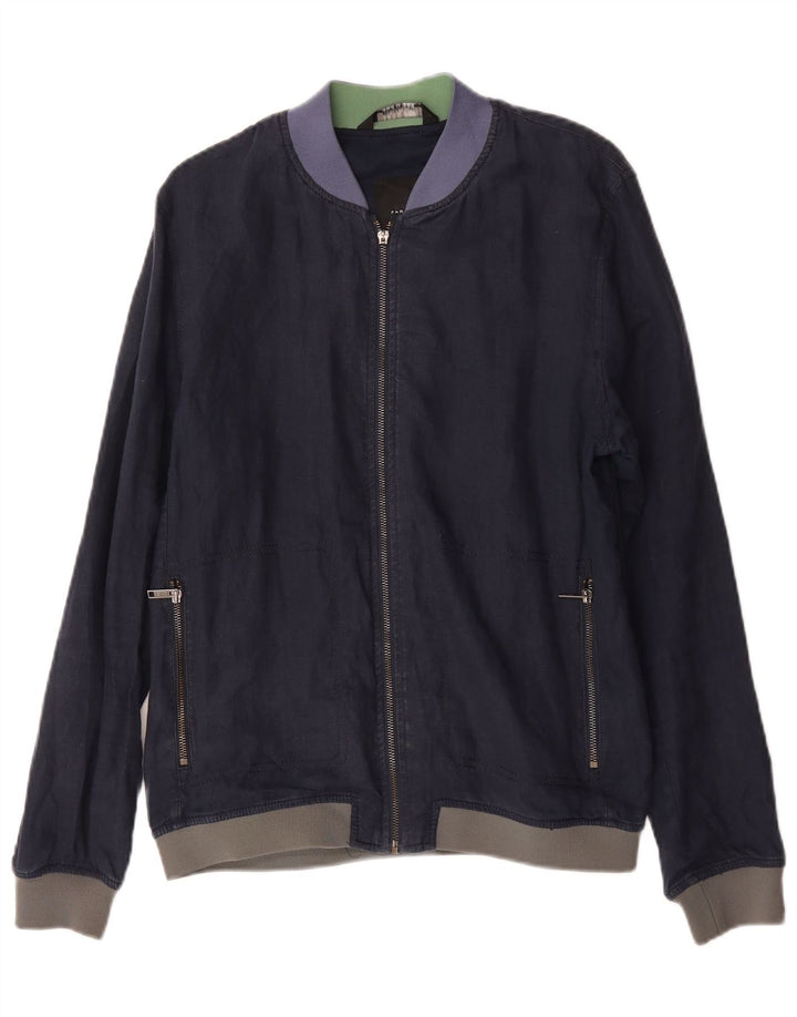 Giubbotto bomber da uomo Zara UK 40 grande blu navy
