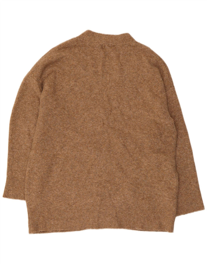 Maglione cardigan oversize da donna Zara UK 14 Acrilico beige medio
