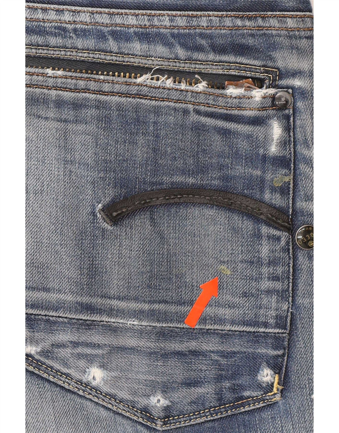 Jeans dritti invecchiati da uomo G-Star W33 L32 cotone blu