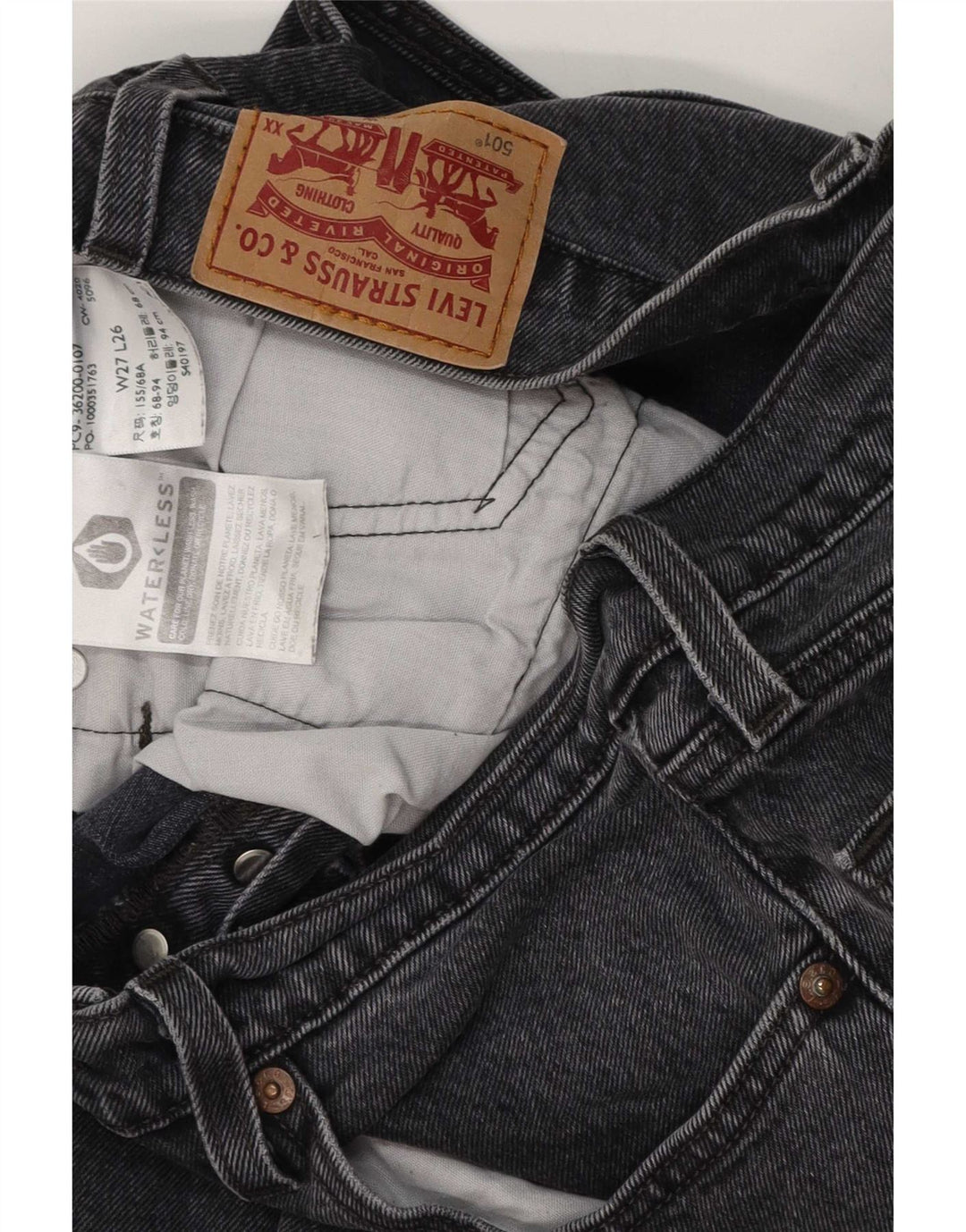 Levi's Donna 501 Crop Jeans dritti W27 L26 Cotone grigio