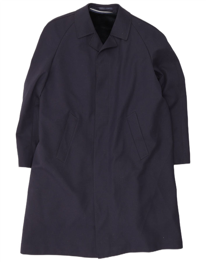 Trench da uomo vintage UK 40 grande blu navy