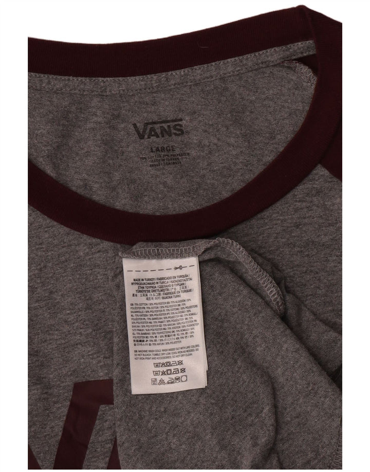 Vans Maglietta da uomo con grafica manica a 3/4 grande in cotone chiazzato grigio