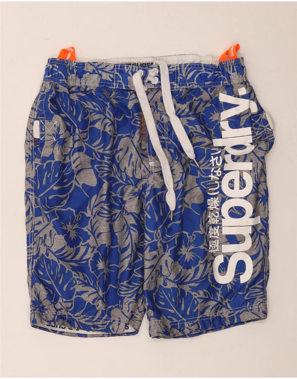 Pantaloncini da bagno grafici da uomo Superdry XL poliestere floreale blu