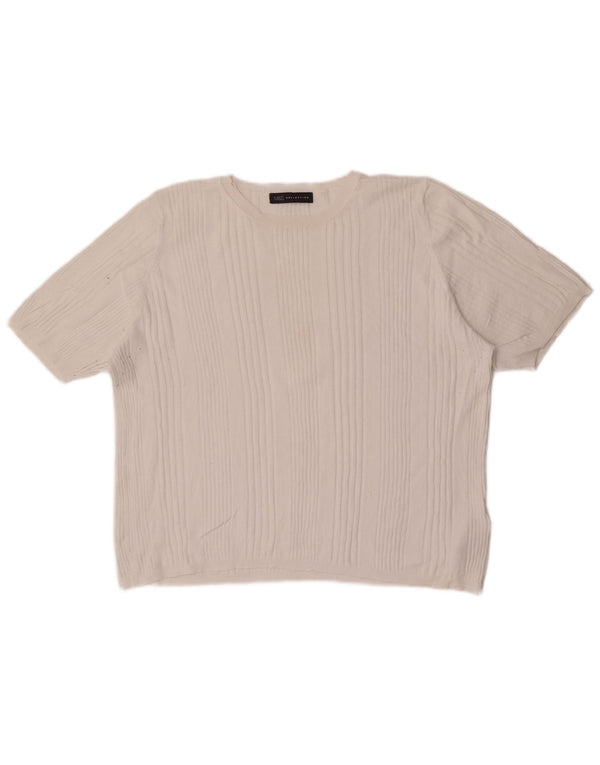 T-shirt da donna Marks & Spencer Top UK 22 3XL Viscosa a righe bianche