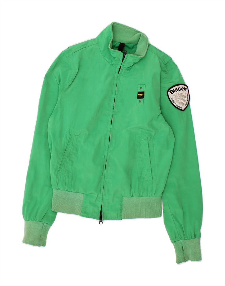 BLAUER Mens Graphic Bomber Jacket UK 36 Small Green Polyester Vintage Blauer and Second-Hand Blauer from Messina Hembry 