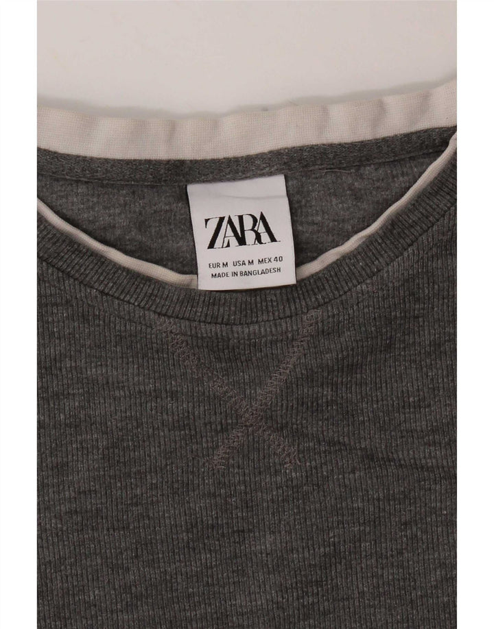 Top Zara da donna a maniche lunghe UK 12 Grigio medio