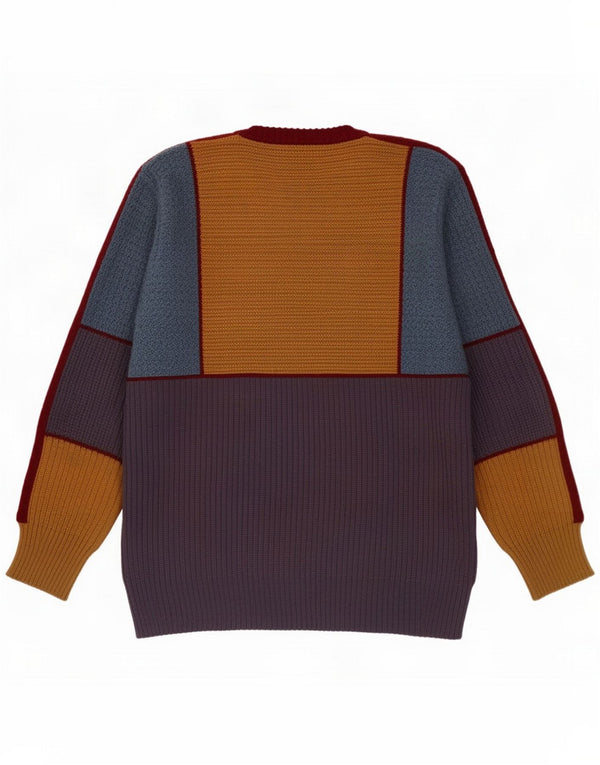Maglione girocollo da uomo vintage girocollo color block medio multicolore