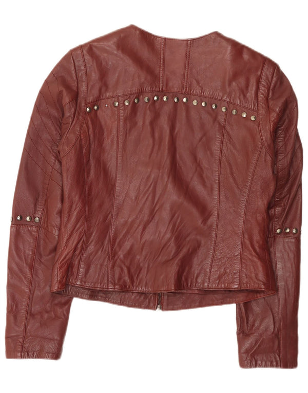 Giacca da motociclista in pelle da donna Amy Vermont EU 38 Borgogna media maculata