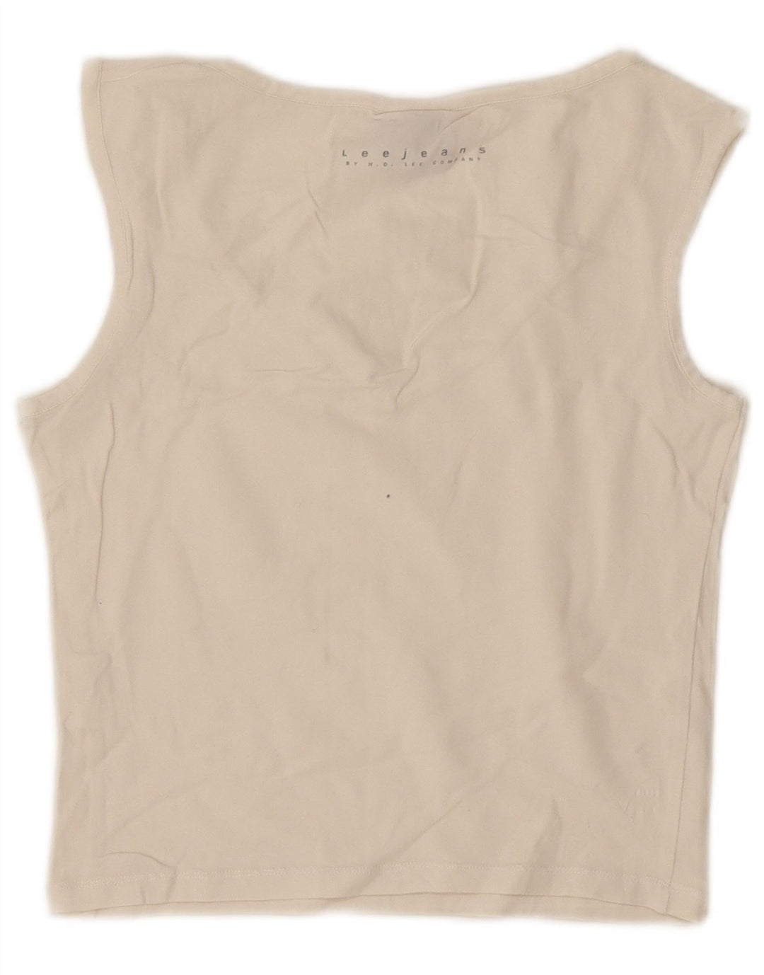 Canottiera corta da donna Lee UK 14 grande cotone bianco sporco