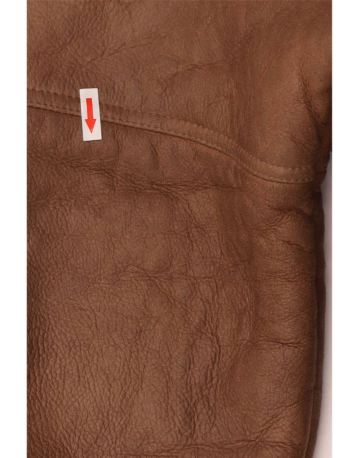 Cappotto in shearling con cappuccio da uomo Coveri EU 54 2XL in pelle marrone