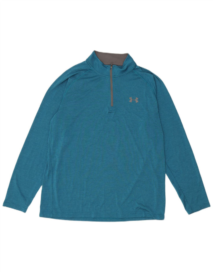 Under Armour Uomo Heat Gear Zip Collo Pullover Tuta Top Grande Blu