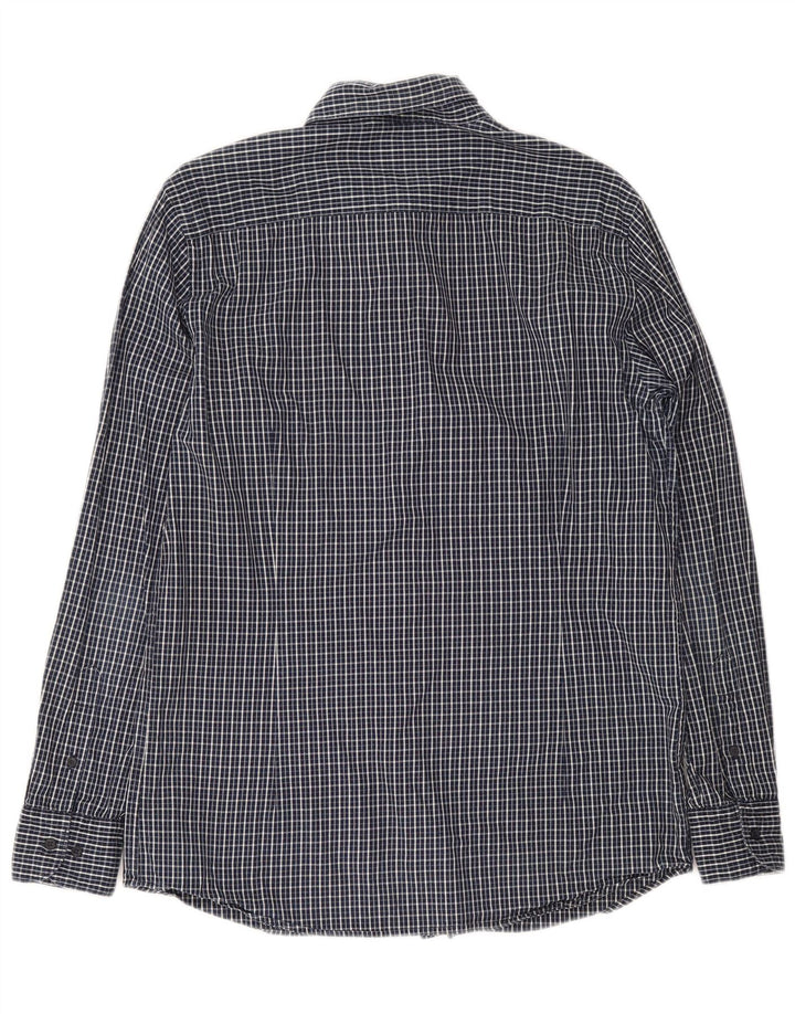 Camicia da uomo Massimo Dutti in cotone a quadri grandi blu navy