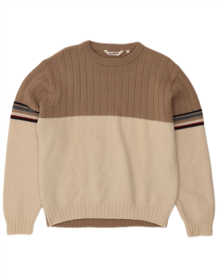 Paul Smith Uomo Maglione Girocollo Maglione Grande Lana Colorblock Beige